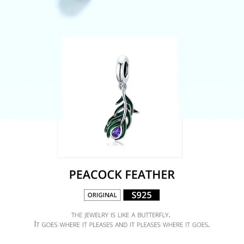 (immagine per) Charm Pendente tipo Pandora Piuma di pavone - SCC1704 - Visualizza 6