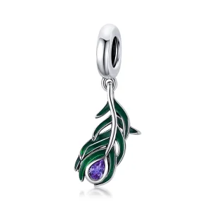 (immagine per) Charm Pendente tipo Pandora Piuma di pavone - SCC1704
