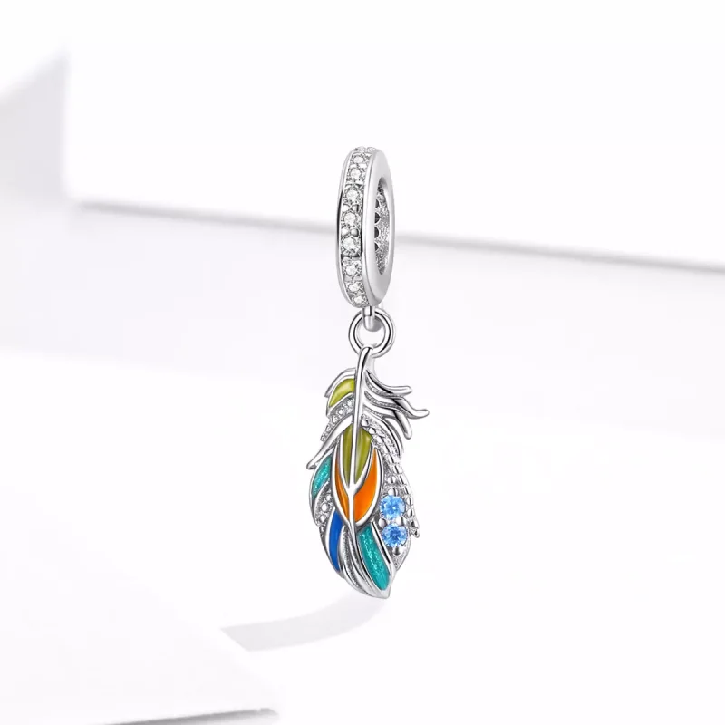 (immagine per) Charm Pendente tipo Pandora Piume colorate - BSC304 - Visualizza 2