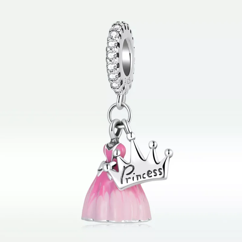 (immagine per) Charm Pendente tipo Pandora Principessa abito corona - SCC2203 - Visualizza 2