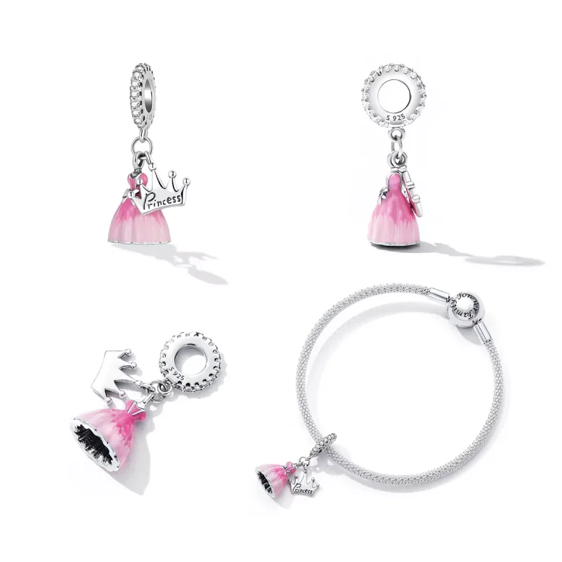 (immagine per) Charm Pendente tipo Pandora Principessa abito corona - SCC2203 - Visualizza 3