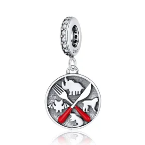 Charm Pendente tipo Pandora Rifiuta di mangiare animali selvatici - SCC1588 (immagine per) Charm Pendente tipo Pandora Rifiuta di mangiare animali selvatici - SCC1588