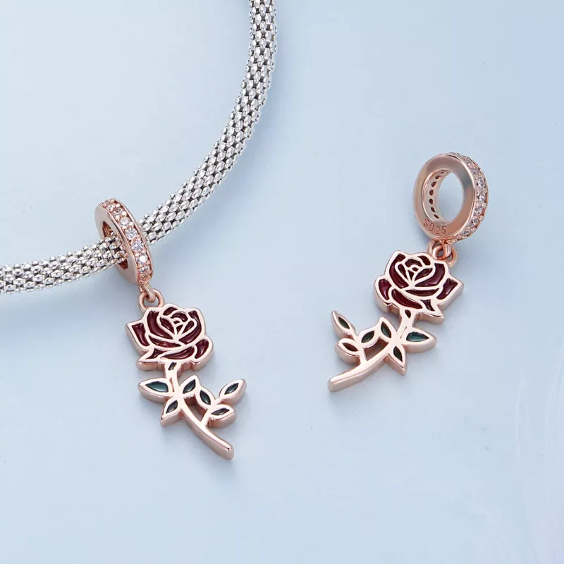 (immagine per) Charm Pendente tipo Pandora Rosa rossa - BSC642 - Visualizza 4