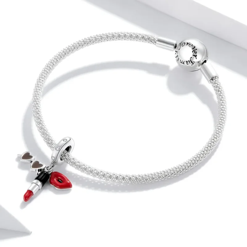 (immagine per) Charm Pendente tipo Pandora Rossetto E Occhiali Da Sole - BSC346 - Visualizza 2