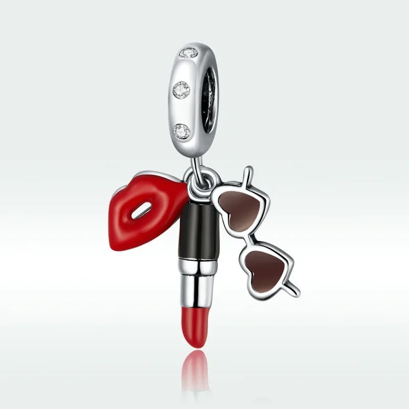 (immagine per) Charm Pendente tipo Pandora Rossetto E Occhiali Da Sole - BSC346 - Visualizza 5