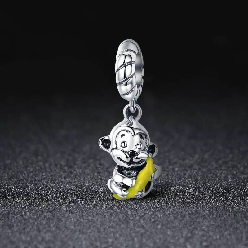 (immagine per) Charm Pendente tipo Pandora Scimmia Che Tiene Banana - SCC520 - Visualizza 2