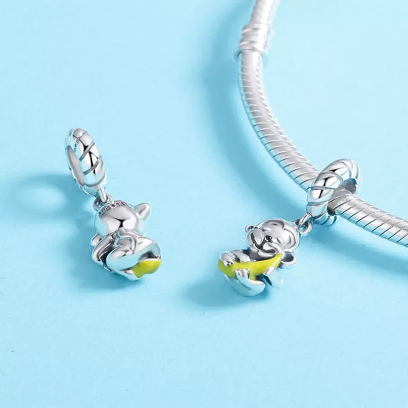(immagine per) Charm Pendente tipo Pandora Scimmia Che Tiene Banana - SCC520 - Visualizza 5