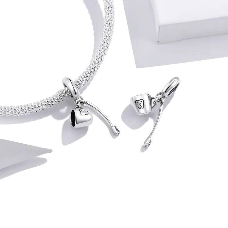 (immagine per) Charm Pendente tipo Pandora Spazzolino Da Denti E Tazza - SCC1597 - Visualizza 3
