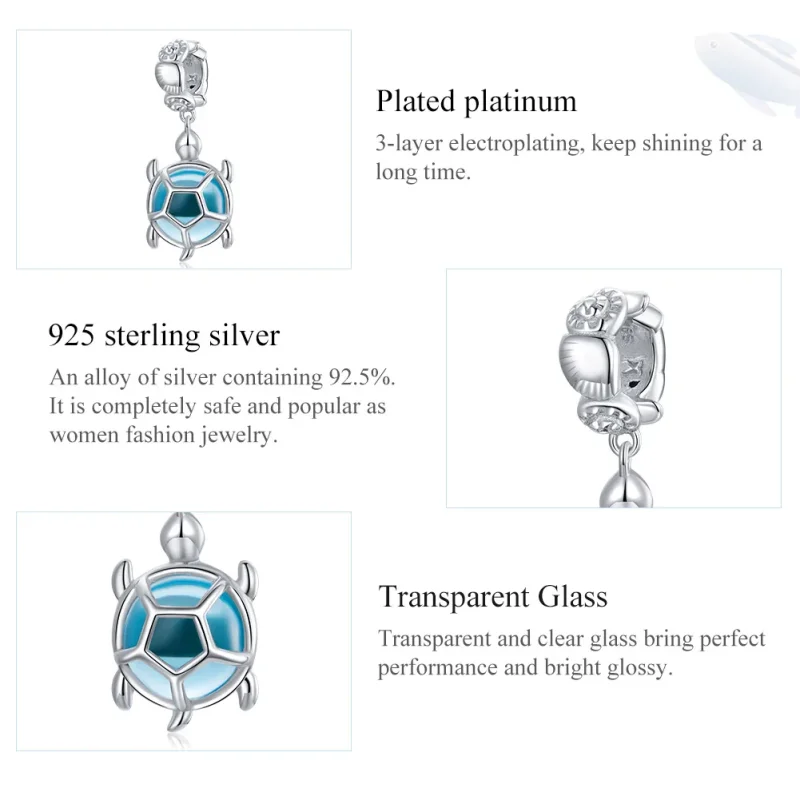 (immagine per) Charm Pendente tipo Pandora Tartaruga in vetro di Murano blu - SCC1804 - Visualizza 7