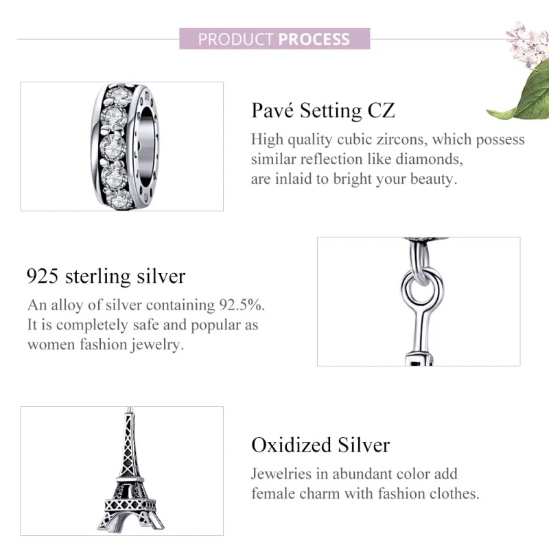 (immagine per) Charm Pendente tipo Pandora Torre Eiffel di Parigi - BSC154 - Visualizza 8