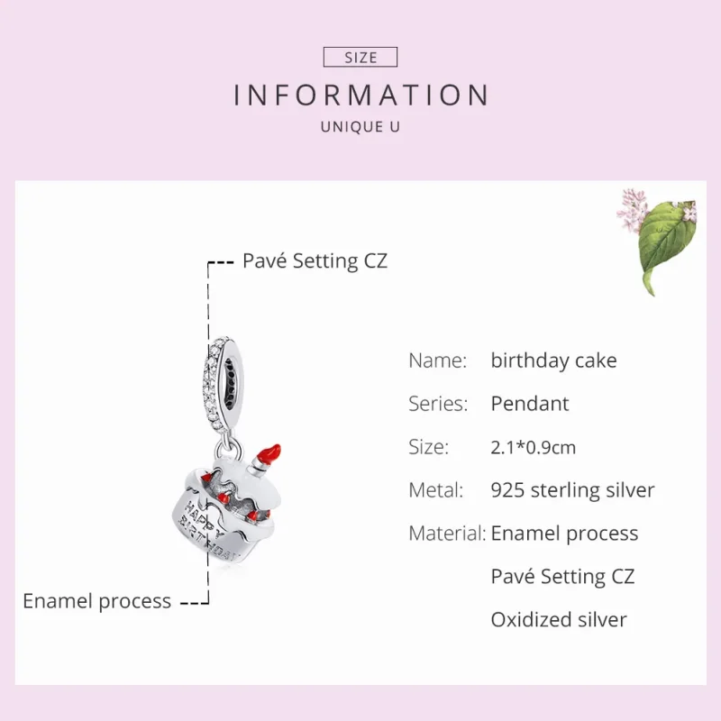 (immagine per) Charm Pendente tipo Pandora Torta di compleanno - SCC1848 - Visualizza 5