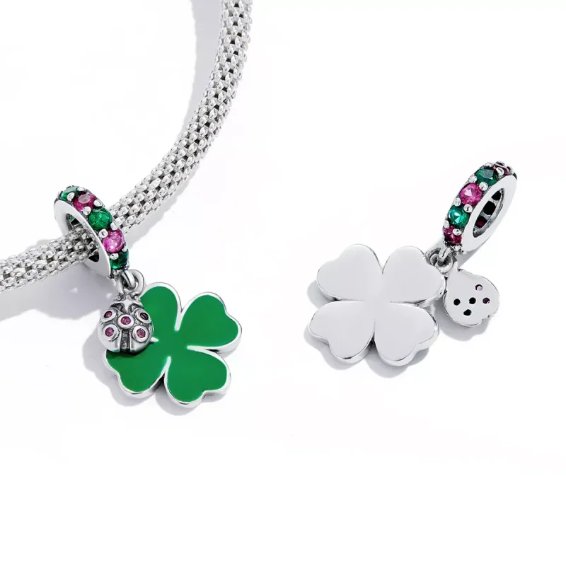 (immagine per) Charm Pendente tipo Pandora Trifoglio Coccinella - SCC2187 - Visualizza 3
