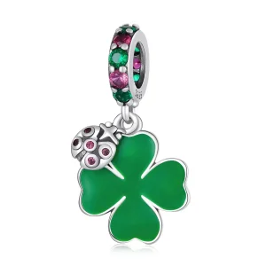 (immagine per) Charm Pendente tipo Pandora Trifoglio Coccinella - SCC2187