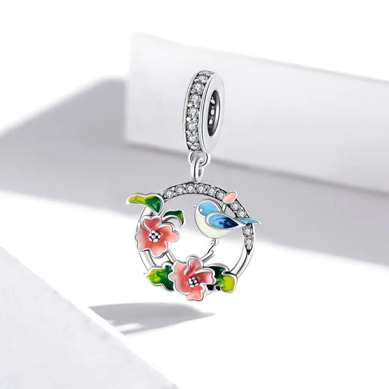 (immagine per) Charm Pendente tipo Pandora Uccelli e fiori - SCC1726 - Visualizza 2