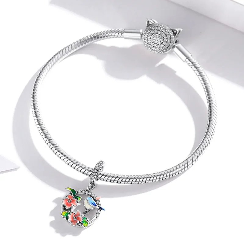 (immagine per) Charm Pendente tipo Pandora Uccelli e fiori - SCC1726 - Visualizza 3