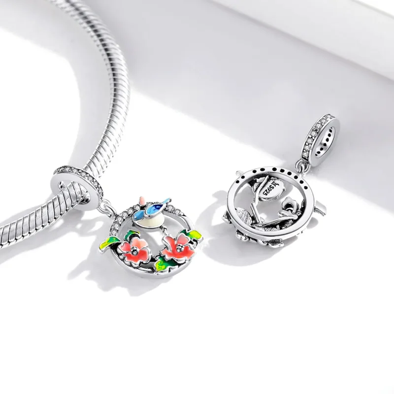 (immagine per) Charm Pendente tipo Pandora Uccelli e fiori - SCC1726 - Visualizza 4