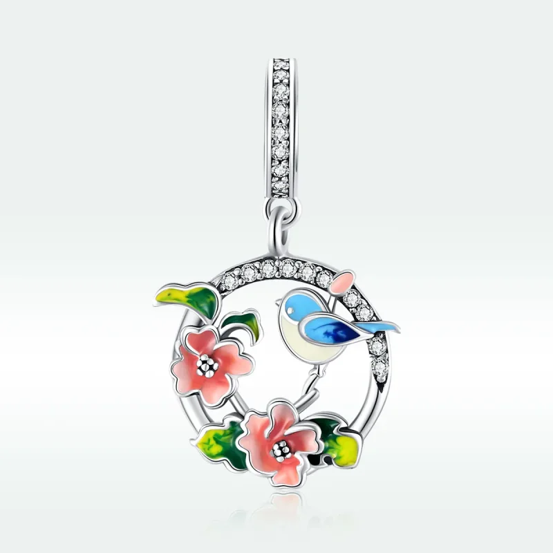 (immagine per) Charm Pendente tipo Pandora Uccelli e fiori - SCC1726 - Visualizza 5