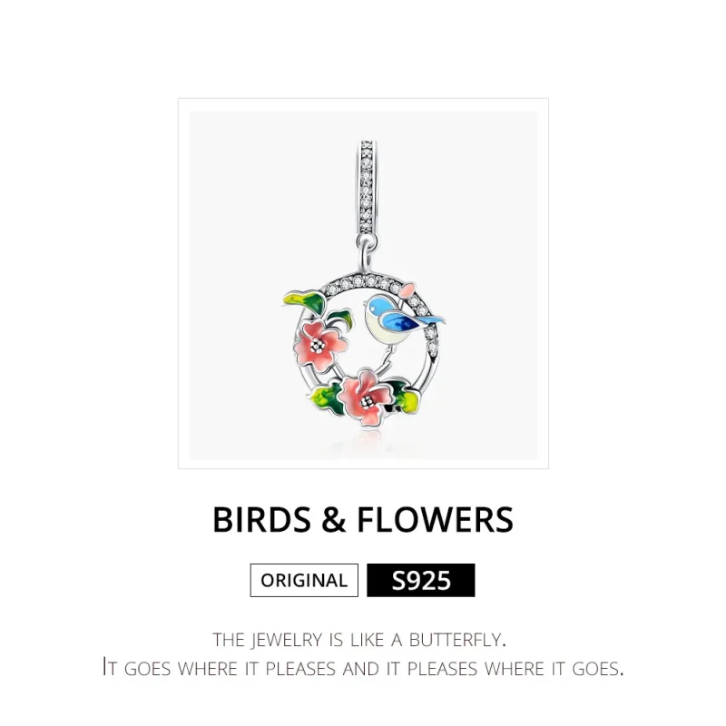 (immagine per) Charm Pendente tipo Pandora Uccelli e fiori - SCC1726 - Visualizza 6