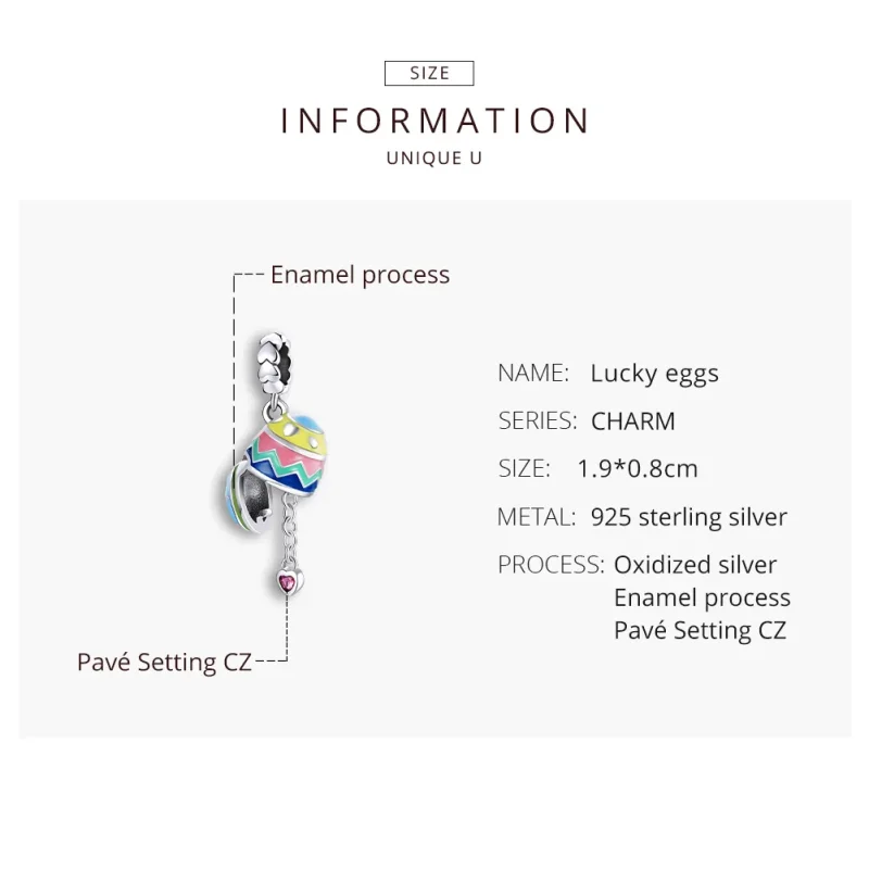 (immagine per) Charm Pendente tipo Pandora Uova fortunate - SCC1753 - Visualizza 8