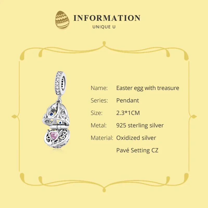 (immagine per) Charm Pendente tipo Pandora Uovo Di Pasqua Con Il Tesoro - SCC1465 - Visualizza 6