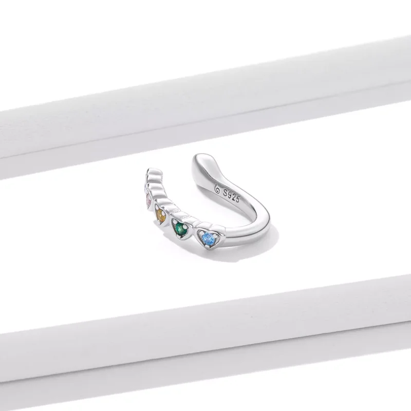(immagine per) Orecchio Clip tipo Pandora Cuore arcobaleno - BSE573 - Visualizza 2