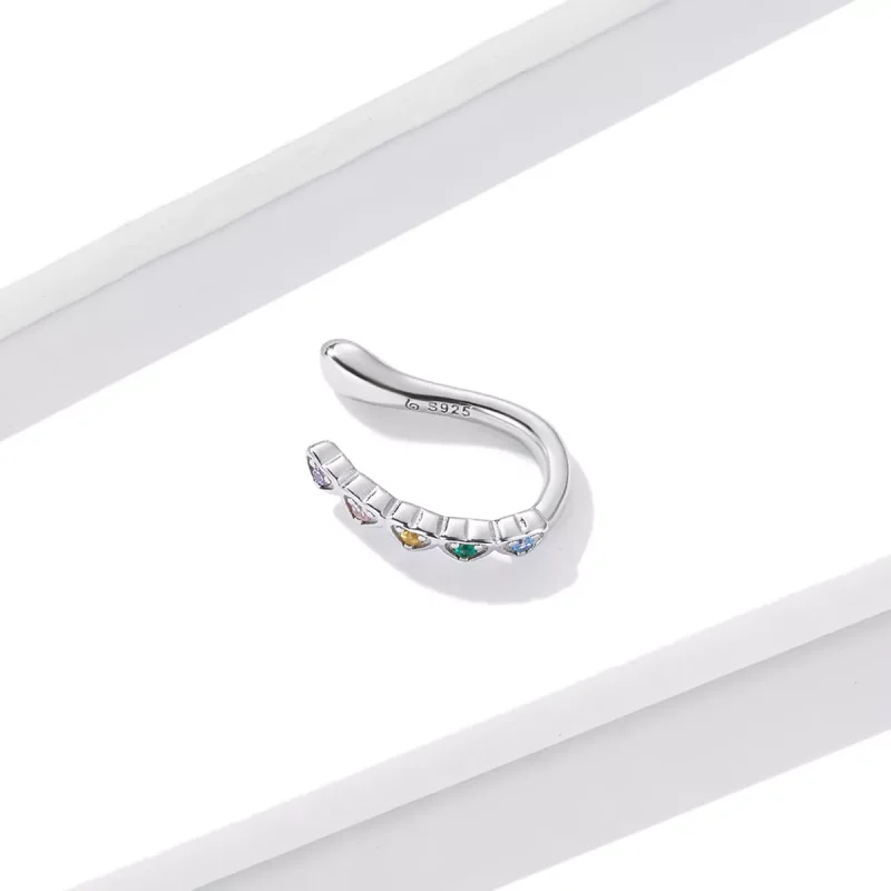 (immagine per) Orecchio Clip tipo Pandora Cuore arcobaleno - BSE573 - Visualizza 3