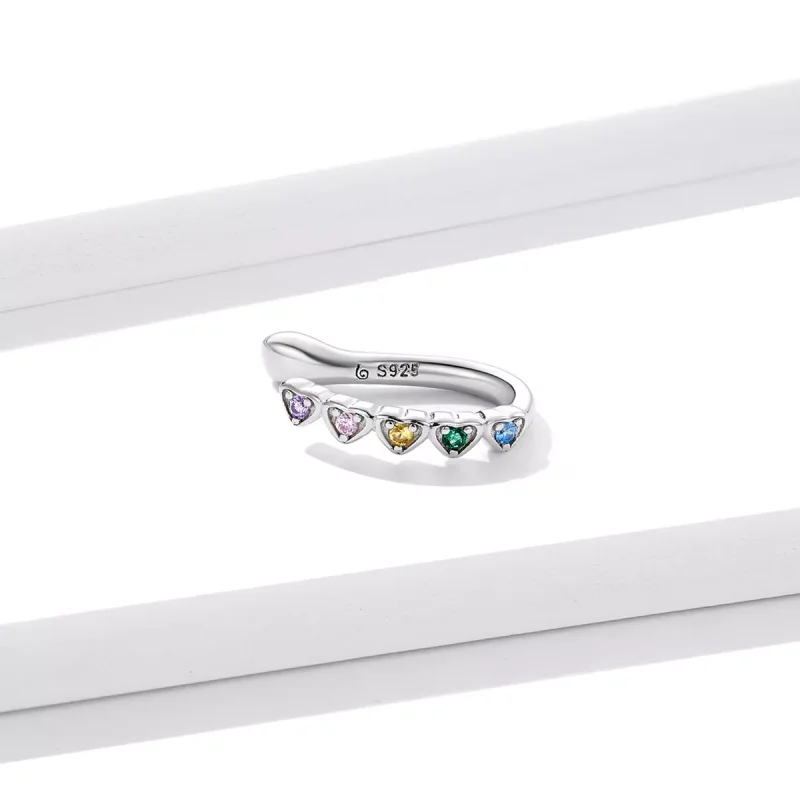 (immagine per) Orecchio Clip tipo Pandora Cuore arcobaleno - BSE573 - Visualizza 4