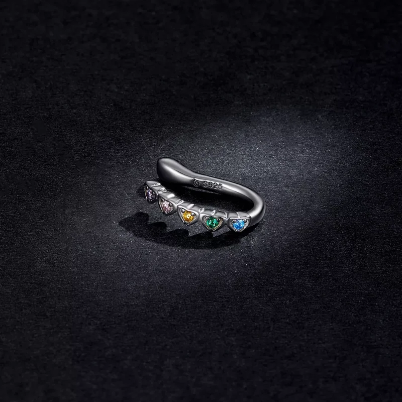 (immagine per) Orecchio Clip tipo Pandora Cuore arcobaleno - BSE573 - Visualizza 5