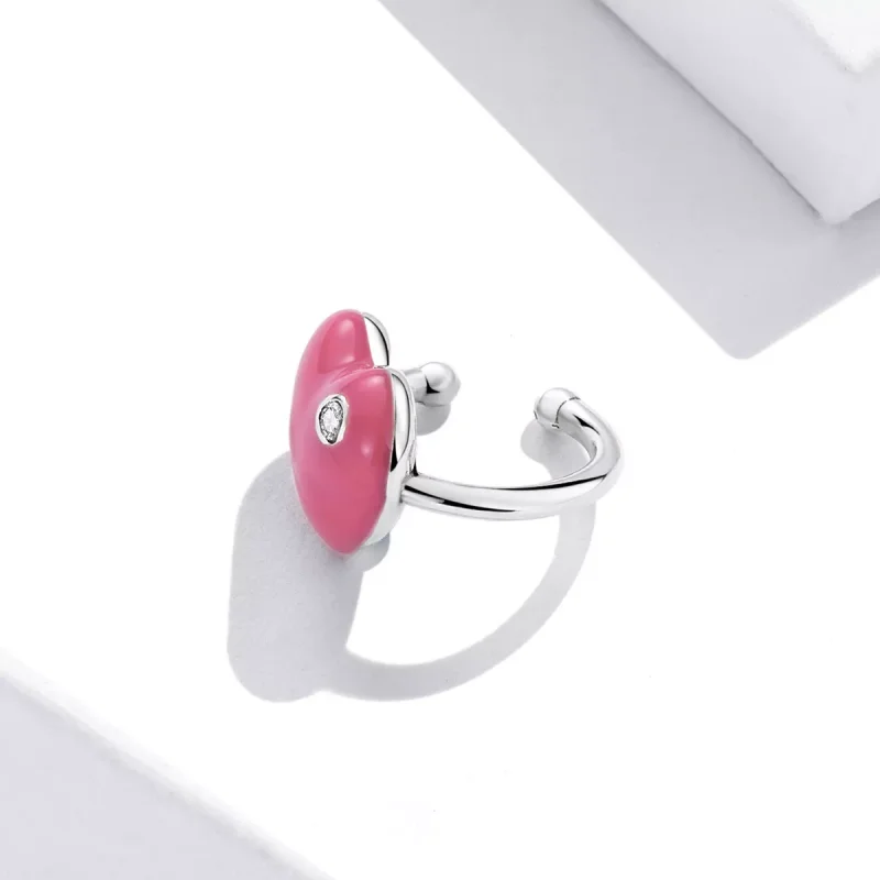 (immagine per) Orecchio Clip tipo Pandora Cuore Rosso Rosa - SCE1362 - Visualizza 3