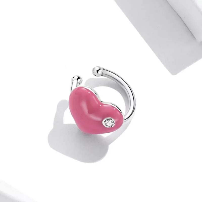 (immagine per) Orecchio Clip tipo Pandora Cuore Rosso Rosa - SCE1362 - Visualizza 4