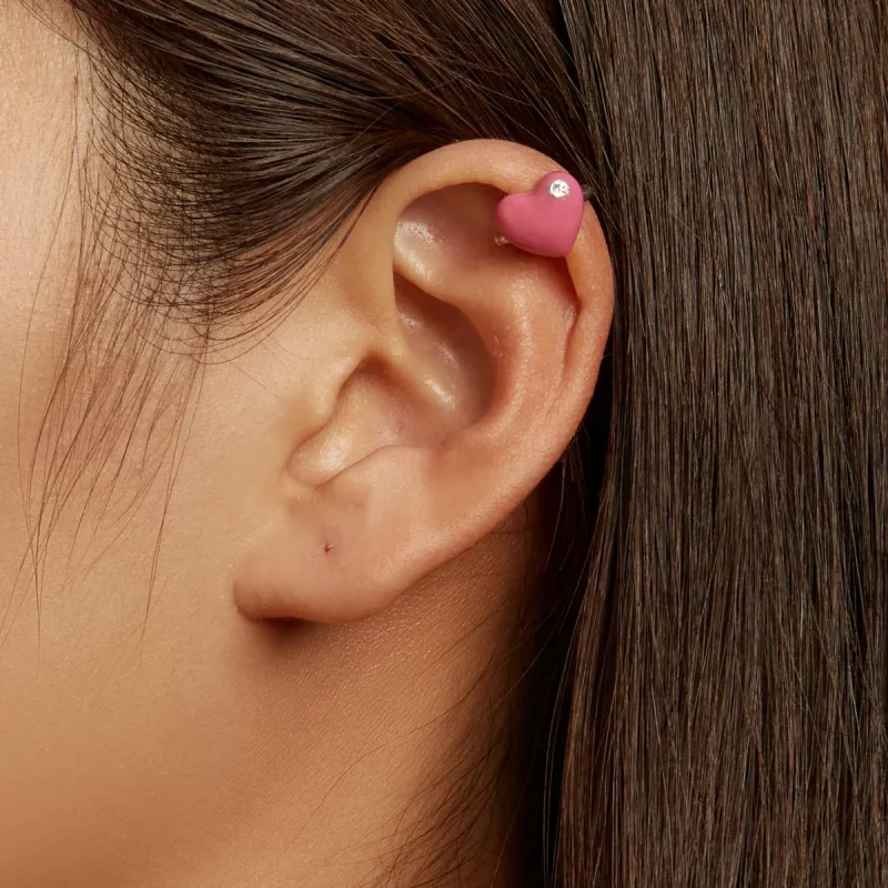 (immagine per) Orecchio Clip tipo Pandora Cuore Rosso Rosa - SCE1362 - Visualizza 7