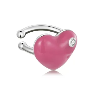 (immagine per) Orecchio Clip tipo Pandora Cuore Rosso Rosa - SCE1362