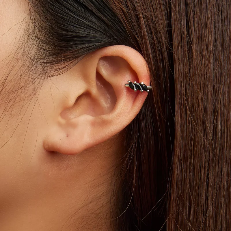 (immagine per) Orecchio Clip tipo Pandora Zircone nero - SCE1508 - Visualizza 4