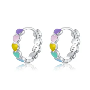 (immagine per) Orecchini a Cerchio tipo Pandora Cuori arcobaleno - SCE909