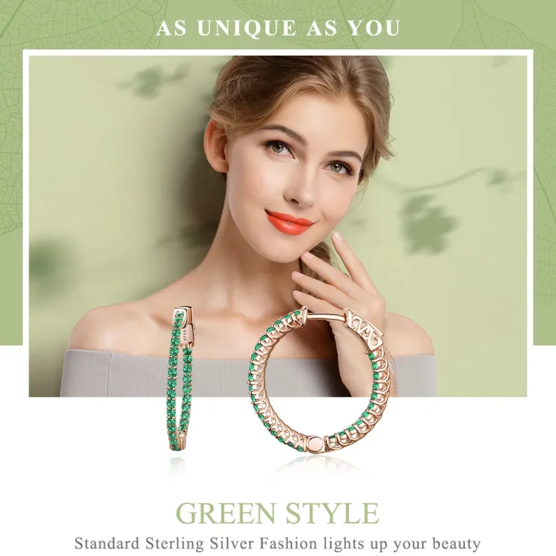 (immagine per) Orecchini a Cerchio tipo Pandora Stile verde - SCE511 - Visualizza 2