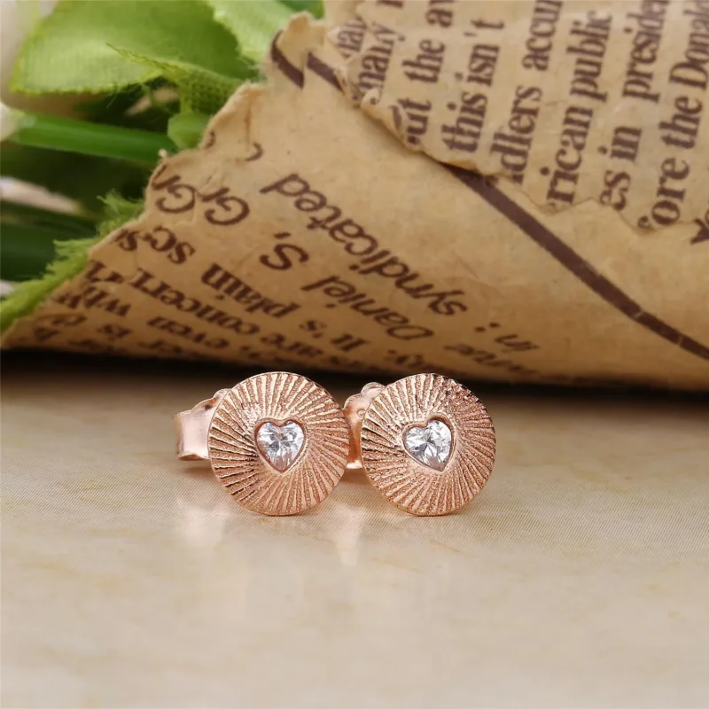 (immagine per) Orecchini A Lobo Pandora Cuore Amore In Rose Gold - Visualizza 2