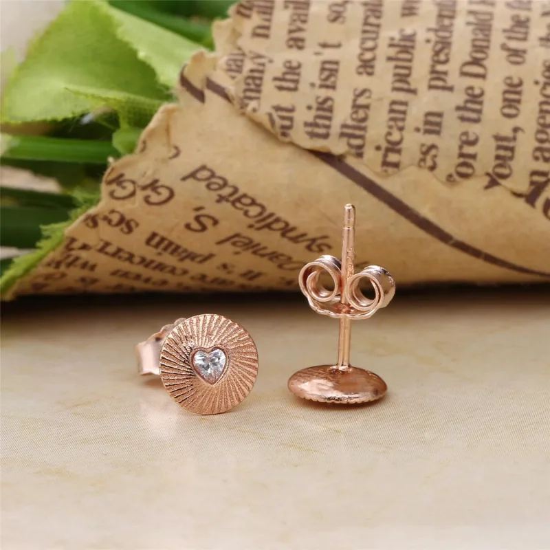 (immagine per) Orecchini A Lobo Pandora Cuore Amore In Rose Gold - Visualizza 3