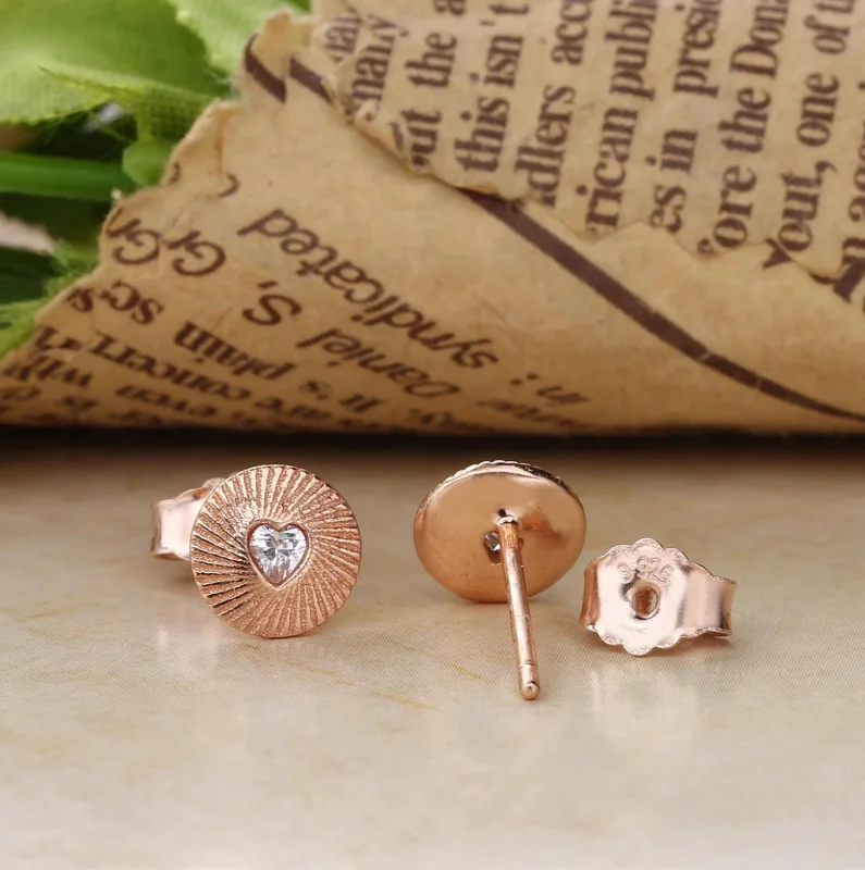 (immagine per) Orecchini A Lobo Pandora Cuore Amore In Rose Gold - Visualizza 4