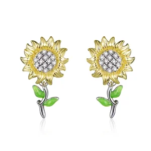 Orecchini a Lobo tipo Pandora Bicolore Girasole - SCE919 (immagine per) Orecchini a Lobo tipo Pandora Bicolore Girasole - SCE919