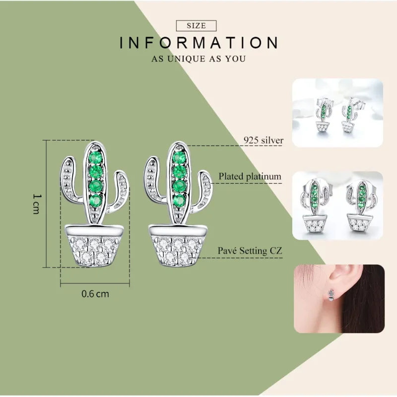 (immagine per) Orecchini a Lobo tipo Pandora Cactus - SCE522 - Visualizza 3