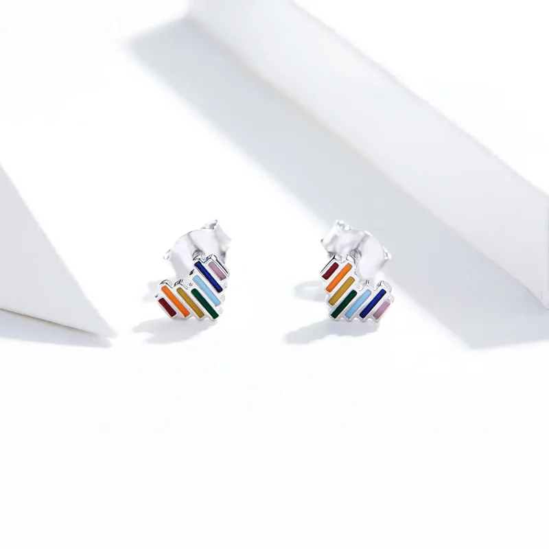 (immagine per) Orecchini a Lobo tipo Pandora Cuore arcobaleno - SCE787 - Visualizza 4