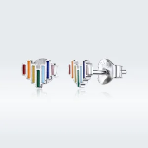 (immagine per) Orecchini a Lobo tipo Pandora Cuore arcobaleno - SCE787