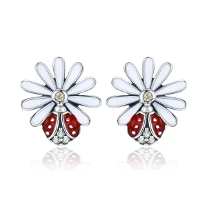 (immagine per) Orecchini a Lobo tipo Pandora Fiore & Coccinella - SCE459