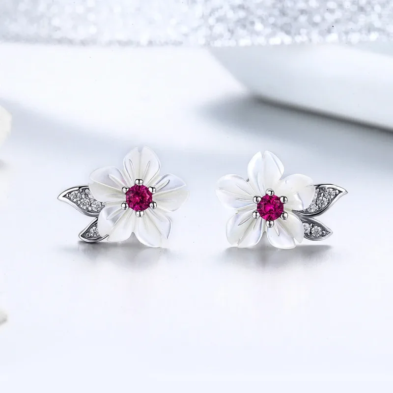 (immagine per) Orecchini a Lobo tipo Pandora fiore di ciliegio - BSE055 - Visualizza 2