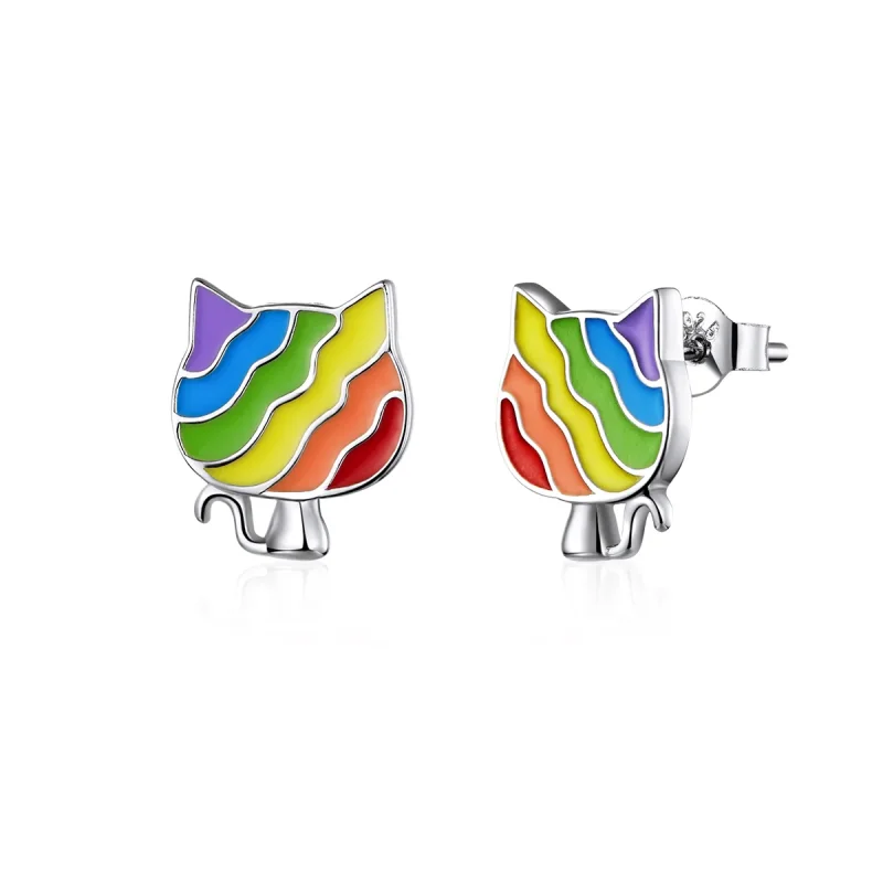 (immagine per) Orecchini a Lobo tipo Pandora Gattino Arcobaleno - SCE823