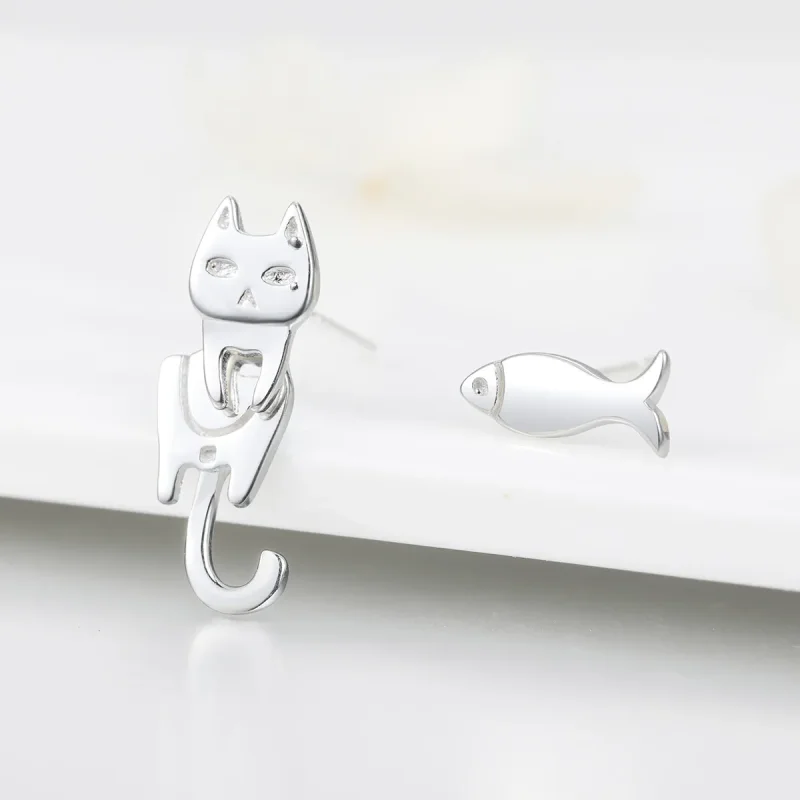 (immagine per) Orecchini a Lobo tipo Pandora Gatto E Pesce - SCE488 - Visualizza 3