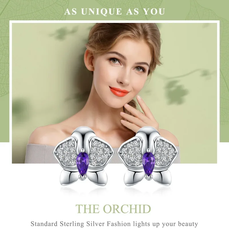 (immagine per) Orecchini a Lobo tipo Pandora Orchidea farfalla - BSE036 - Visualizza 6