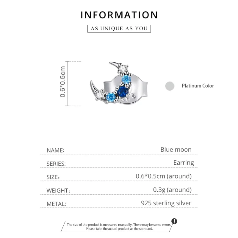 (immagine per) Orecchini a Lobo tipo Pandora Singola luna acquamarina - SCE1065 - Visualizza 3
