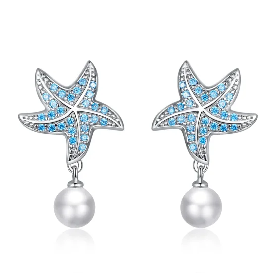 (immagine per) Orecchini a Lobo tipo Pandora Stella Marina Con Perle - BSE405