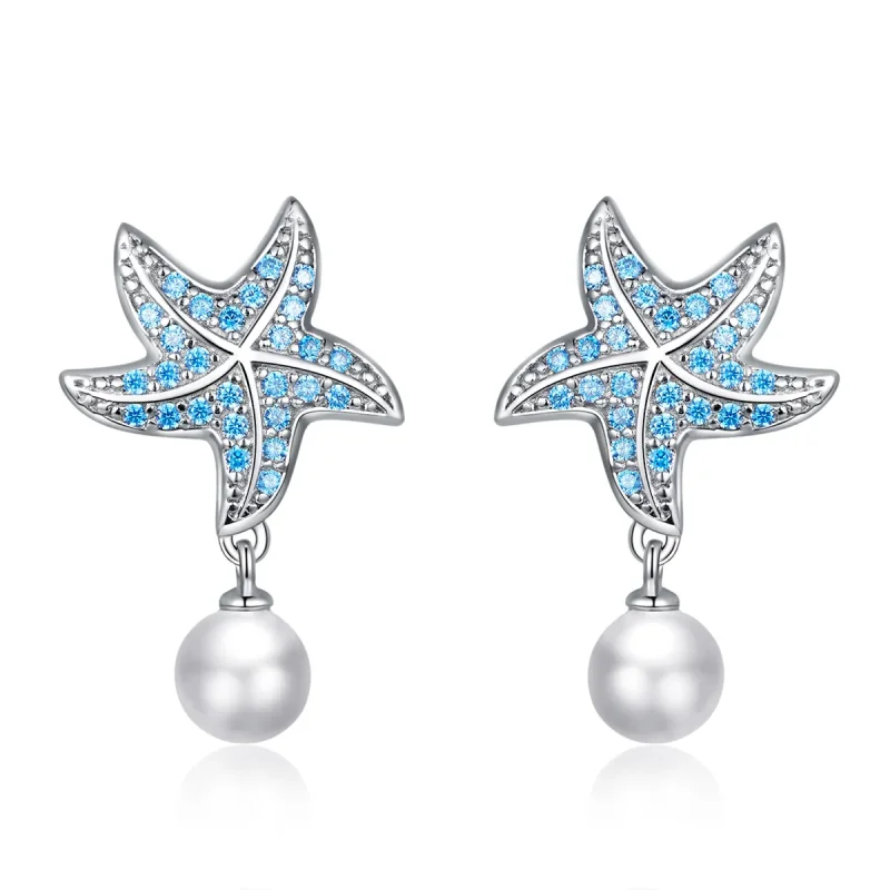 (immagine per) Orecchini a Lobo tipo Pandora Stella Marina Con Perle - BSE405